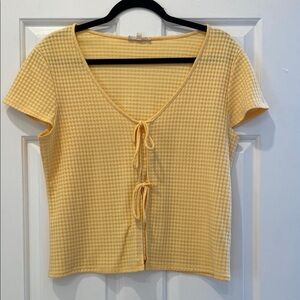 Madewell Yellow Gingham Tie-Front Top